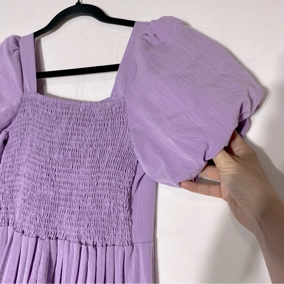 Women’s Lilac Purple Wide Pleated Leg Jumpsuit With Puff Sleeves S - Picture 10 of 16